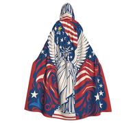 AABBfdg Liberty Statue With American Unisex Cosplay Costume Halloween Hooded Cape Cloak for Party Dress Up Full-Length Uniform Robe