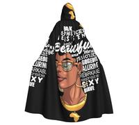 AABBfdg Melanin Afro Woman Unisex Cosplay Costume Halloween Hooded Cape Cloak for Party Dress Up Full-Length Uniform Robe