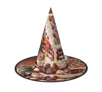 AABBfdg Pack of 2, Christmas Gingerbread Like Village House Halloween Hat, Witch Hat, Fancy Dress, Cosplay Accessory, Party Decoration, One Size