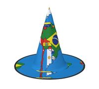 AABBfdg Pack of 2, South America Flags Map Desig Halloween Hat, Witch Hat, Fancy Dress, Cosplay Accessory, Party Decoration, One Size