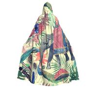 AABBfdg Peacock Feathers Elephant Unisex Cosplay Costume Halloween Hooded Cape Cloak for Party Dress Up Full-Length Uniform Robe