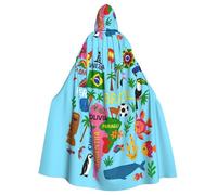 AABBfdg South America Map With Icons Unisex Cosplay Costume Halloween Hooded Cape Cloak for Party Dress Up Full-Length Uniform Robe