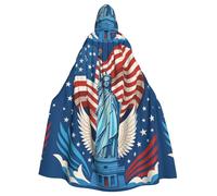 AABBfdg Statue of Liberty Unisex Cosplay Costume Halloween Hooded Cape Cloak for Party Dress Up Full-Length Uniform Robe