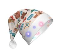 AABBfdg Welcome To Switzerland Travel LED Santa Hat, Light Up Christmas Hat for Adults, Unisex Santa Cap for Holiday & Party