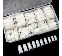 Aabbye 500pcs Natural False Nails Tips Lady French Style Acrylic Artificial Tip Manicure with Box of 10 Sizes for Nail Art Salons and Home DIY