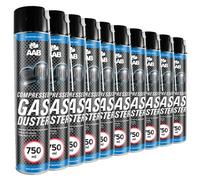 AABCOOLING 10 x 750ml Compressed Gas Duster - Compressed Air Spray for PC, Laptop, Keyboard and Office Equipment - Aerosol Duster with 2 Nozzles per Can