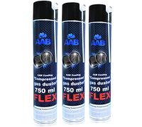 AABCOOLING Compressed Gas Duster Flex 750ml Set of 3 - Dust Cleaner with Flexible Tube for Keyboards, PCs and Office Equipment