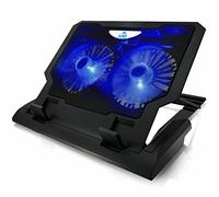 AABCOOLING NC65 - Laptop Cooling Pad with 2x 125mm Blue LED Fans, Adjustable Tilt, USB Powered Stand for 12-17 Inch Notebooks, Aluminium Mesh