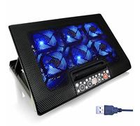 AABCOOLING NC77 - Laptop Cooling Pad with 6 Blue LED Fans, Speed and Fan Mode Control, 6-Step Tilt, Aluminium Mesh, USB Powered for 10-18 Inch Laptops