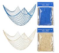 AABDTYYD 2pcs White and Blue Under the Sea Fishing Net, Nautical Pirate Party Decorations Mermaid Party Decorations for Wall Hanging & Table Cover, Ocean Theme Beach Coastal Room Crabbing Net Decor