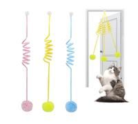 AABDTYYD 3-Piece Fluffy Cat Toy Balls, Hanging Interactive Cat Toy, Catnip Ball Toys with Bell, Indoor Cat Exercise Toys (Pink, Yellow, Blue)