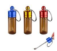 AABDTYYD 3pcs Mini Glass Containers with Keychain, 6cm Height Portable Storage for Spices, Sugar, Kitchen (Red, Gold, Blue), Home & Kitchen Food Storage Solution