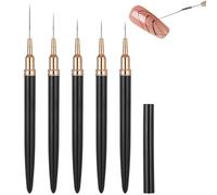 AABDTYYD 5 Pcs Premium Fine Line Nail Art Brushes Set,Professional Liner Brush Nail Tools for Expert Lining and Intricate Detailing,Featuring Multiple Sizes 4/8/12/20/25mm,Black