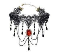 Aabellay Gothic Black Lace Necklace Steampunk Vampire Choker Punk Victorian Costume Party Retro Vintage Wedding Party Prom Festival Halloween Jewelry for Women Girls - Style A