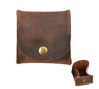 Aabellay Rustic Leather Moon Pocket Coin Case Genuine Leather Squeeze Coin Purse Pouch Change Holder Tray Purse Wallet for Men & Women - Brown
