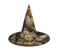aabkjgfr A Brood Of Chickens Print Guide Hat,Adult Halloween Witch Hat,Suitable For Parties,Carnival,Masquerade,Role Play