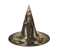 aabkjgfr Asian Elephants Print Guide Hat,Adult Halloween Witch Hat,Suitable For Parties,Carnival,Masquerade,Role Play
