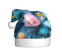 aabkjgfr Colorful Jellyfish Print Adult Santa Hat,Soft And Comfortable Santa Hat,Suitable For New Year'S Holiday Parties,Indoors And Outdoors.