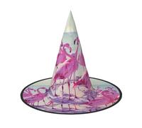 aabkjgfr Flock Of Pink Flamingos On The Beach Print Guide Hat,Adult Halloween Witch Hat,Suitable For Parties,Carnival,Masquerade,Role Play