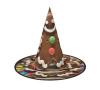 aabkjgfr Gingerbread Man Candy Print Guide Hat,Adult Halloween Witch Hat,Suitable For Parties,Carnival,Masquerade,Role Play
