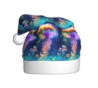 aabkjgfr Jellyfish Ocean Print Adult Santa Hat,Soft And Comfortable Santa Hat,Suitable For New Year'S Holiday Parties,Indoors And Outdoors.