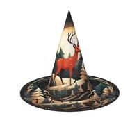 aabkjgfr Merry Christmas Deer Print Guide Hat,Adult Halloween Witch Hat,Suitable For Parties,Carnival,Masquerade,Role Play