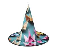aabkjgfr Origami Paper Crane Print Guide Hat,Adult Halloween Witch Hat,Suitable For Parties,Carnival,Masquerade,Role Play