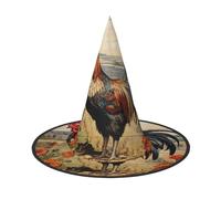 aabkjgfr Rooster On Wood In Farmland Print Guide Hat,Adult Halloween Witch Hat,Suitable For Parties,Carnival,Masquerade,Role Play