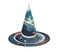 aabkjgfr Space Planet Earth Print Guide Hat,Adult Halloween Witch Hat,Suitable For Parties,Carnival,Masquerade,Role Play
