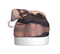 aabkjgfr Tower Paris Print Adult Santa Hat,Soft And Comfortable Santa Hat,Suitable For New Year'S Holiday Parties,Indoors And Outdoors.