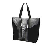 AABSTBFM 3d Gray Elephant Printed Shopping Bags For Women Ladies Girls - Large Reusable Waterproof Shoulder Tote Bag, Grocery Bags, Shopper Handbag, And Beach Bag