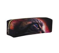 AABSTBFM Abstract Cat Galaxy Printed Square Pencil Case Cute Leather Gold Zipper Pen Pencil Pouch Bag for School, Office, and Travel