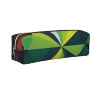 AABSTBFM Abstract Flag Geometric National Printed Square Pencil Case Cute Leather Gold Zipper Pen Pencil Pouch Bag for School, Office, and Travel