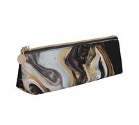 AABSTBFM Abstract Marble Ink Texture Printed Triangle Pencil Case Cute Leather Zipper Pen Pencil Pouch Bag for School, Office, and Travel