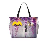 AABSTBFM Abstract Purple Weeping Flower Printed Beach Tote Bag Travel Bags, Reusable Shoulder Bag Grocery Bags Shopper Handbag Toy Bag for Work School Travel Beach