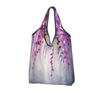 AABSTBFM Abstract Purple Weeping Flower Printed Foldable Shopping Bag 3 PCS, Reusable Waterproof Grocery Bag Large Tote Bag, Shopper Handbag, And Beach Bag