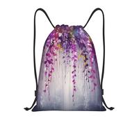 AABSTBFM Abstract Purple Weeping Flower Printed Lightweight Drawstring Backpack | S - String Backpack Bags For Gym, Travel, Shopping, School