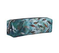 AABSTBFM Abstract Shoal of Fish Printed Square Pencil Case Cute Leather Silver Zipper Pen Pencil Pouch Bag for School, Office, and Travel