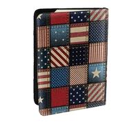 AABSTBFM American Flag Patchwork Printed Passport Holder 6.5 in, Leather Travel Passport Cover Card Case Wallet for Women Men