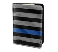 AABSTBFM American Thin Blue Line Flag Printed Passport Holder 5.5 in, Leather Travel Passport Cover Card Case Wallet for Women Men