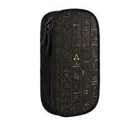 AABSTBFM Ancient Egyptian Hieroglyph Printed Pencil Case Large Capacity Compartment Pencil Pen Pouch Bag with Zipper for School, Office, and Travel, Black