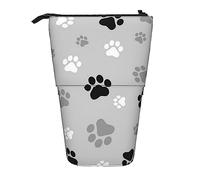 AABSTBFM Animal Paw Prints Expandable Vertical Pencil Case - Multi-Purpose Pen Bag and Makeup Pouch for School, Office, and Travel