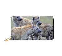AABSTBFM Animals Hyena Printed Leather Wallet for Women Men Zipper Purse Clutch Bag Long Wallet Card Holder