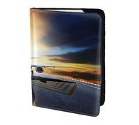 AABSTBFM Backpack Airplane Printed Passport Holder 5.5 in, Leather Travel Passport Cover Card Case Wallet for Women Men