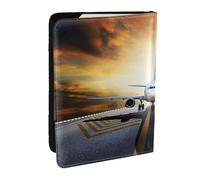 AABSTBFM Backpack Airplane Printed Passport Holder 6.5 in, Leather Travel Passport Cover Card Case Wallet for Women Men