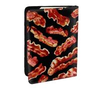 AABSTBFM Bacon Pattern Printed Passport Holder 6.5 in, Leather Travel Passport Cover Card Case Wallet for Women Men