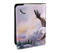 AABSTBFM Bald Eagle Printed Passport Holder 6.5 in, Leather Travel Passport Cover Card Case Wallet for Women Men