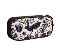 AABSTBFM Bat Print Pencil Case Pen Pouch Bag with Zipper, Black Large Capacity Pencil Box for School, Office, and Travel