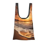 AABSTBFM Beach sunset Printed Foldable Shopping Bag- Reusable Waterproof Grocery Bag Large Tote Bag Shopper Handbag Beach Bag