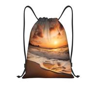 AABSTBFM Beach sunset Printed Lightweight Drawstring Backpack | M - String Backpack Bags For Gym, Travel, Shopping, School